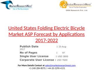 United States Folding Electric Bicycle Market ASP Forecast by Applications 2017-2022.pptx