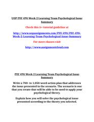 UOP PSY 490 Week 2 Learning Team Psychological Issue Summary.doc