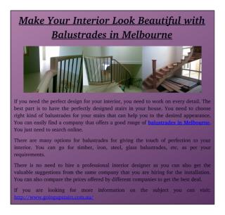Make Your Interior Look Beautiful with Balustrades in Melbourne.pdf